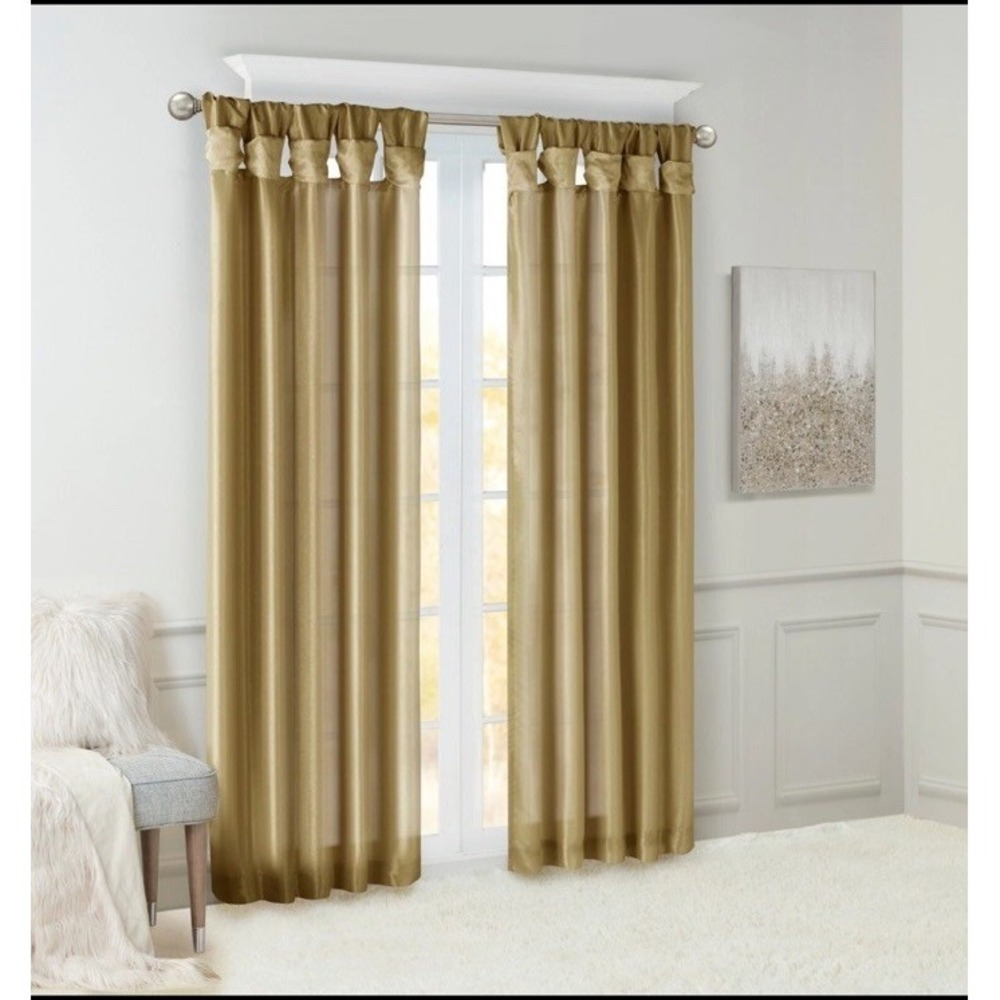 Madison Park Emilia Bronze Twist Tab Lined Window Curtain Panel 1 Drape 50 X 95